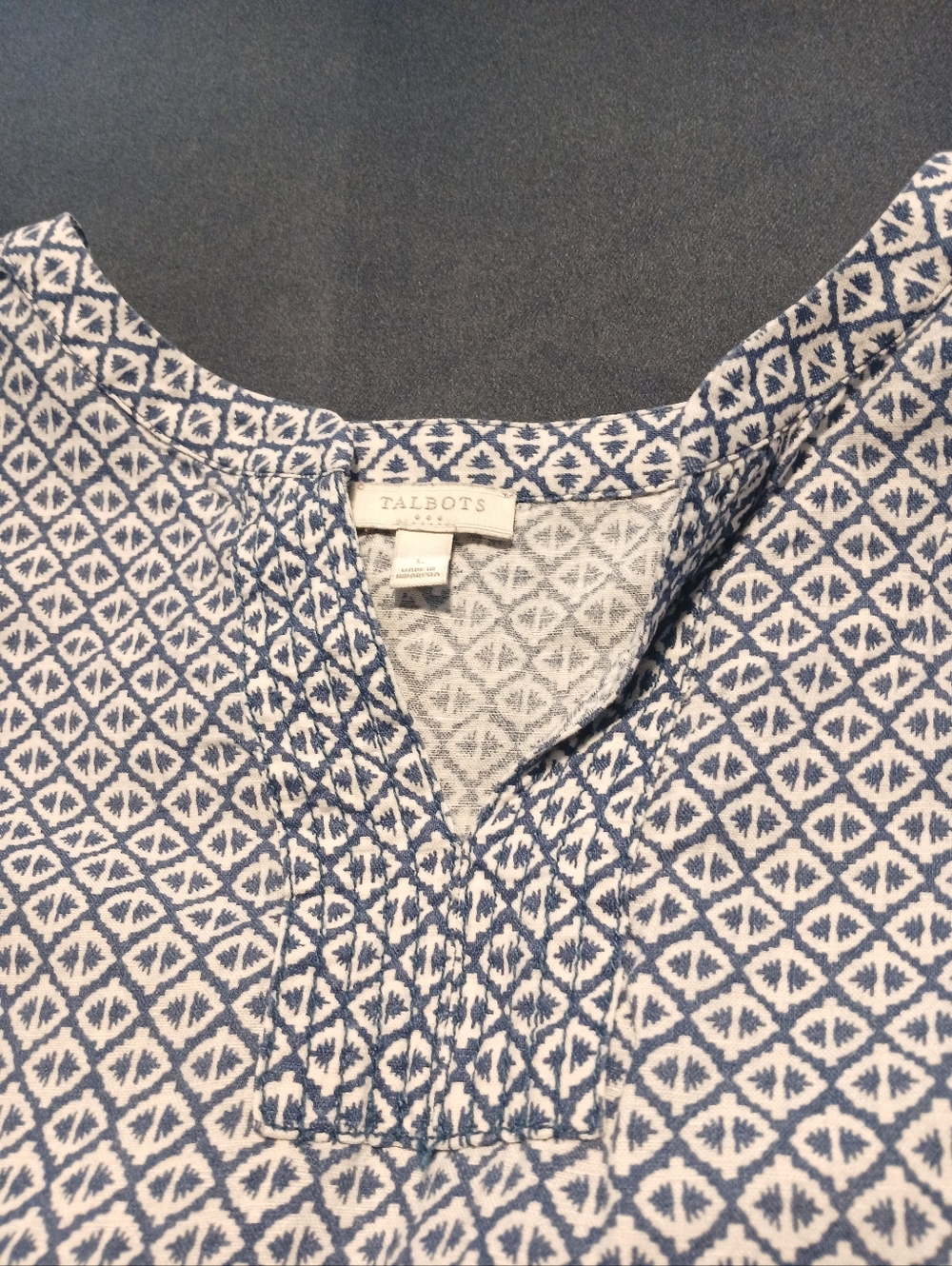 Talbots Navy & White Sleeveless Top